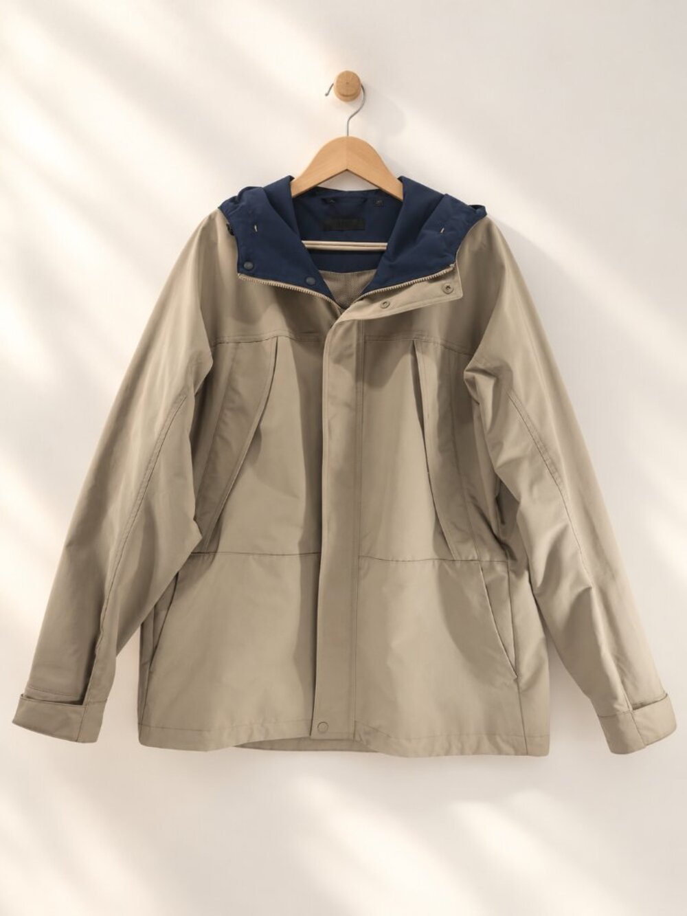 UNIQLO, Mountain Parka, Water-Repellent Hooded Jacket, Beige, Men’s Large
